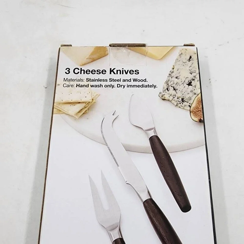 The Cellar Wood & Metal Cheese Serving Set Black/Silver - 3 Piece